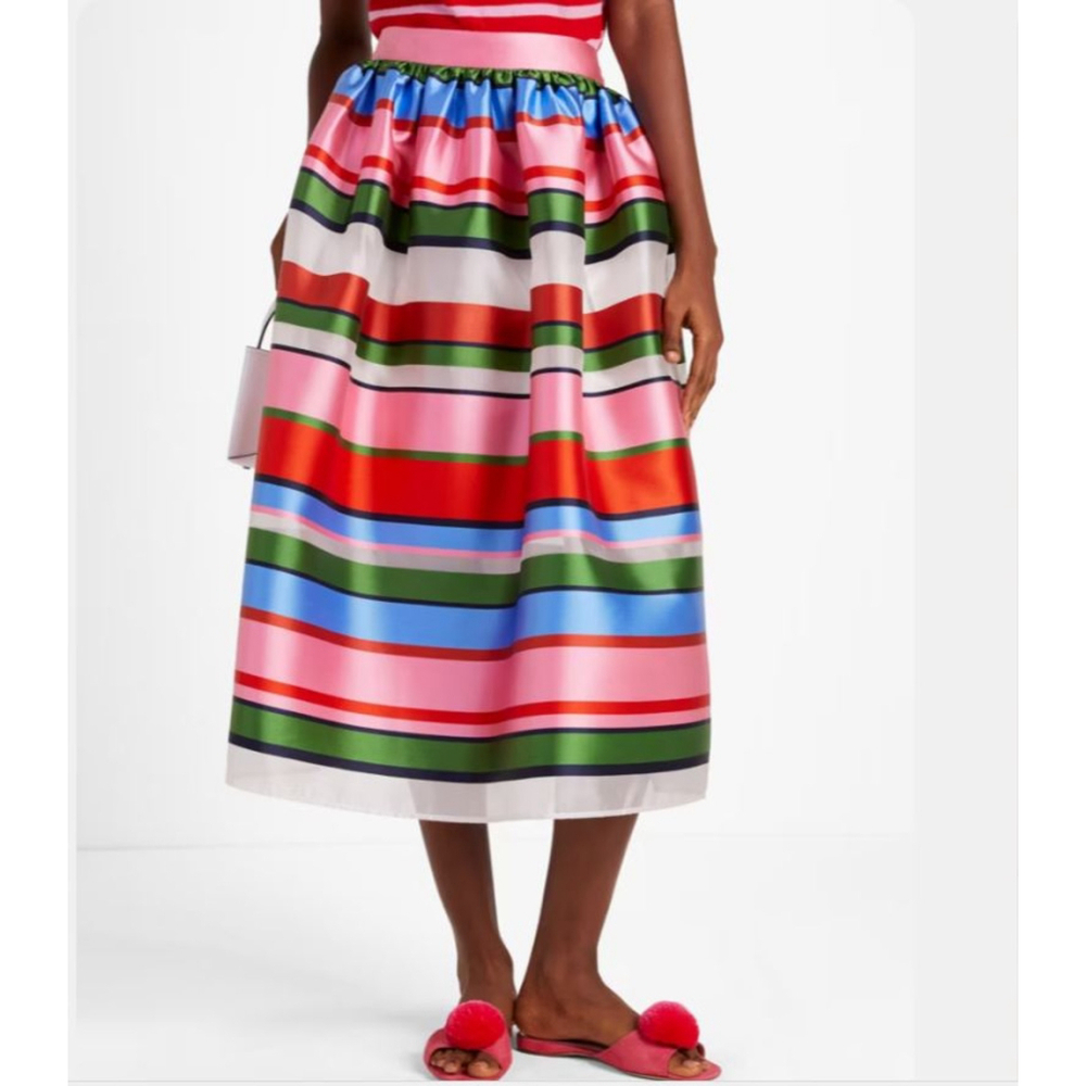 Kate Spade Sunday Stripe Organza Midi Skirt